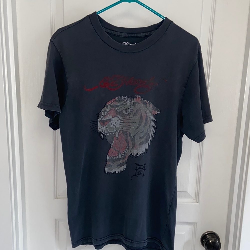 Ed Hardy Tiger Love Kills Slowly Distressed Graphic Tee T-Shirt Shirt Top